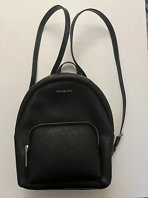 Michael Kors Erin Medium Leather Backpack Black Pebbled Non Leather Vegan • $109.99