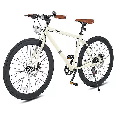 Men's Vintage Hybrid Bike 700c City Bike Road Bike With 7 Speed Derailleur Cream • $259.99