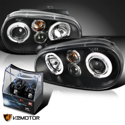 Fits 1999-2005 VW Golf GTI R32 MK4 Black Projector Headlights+H1 Halogen Bulbs • $132.76