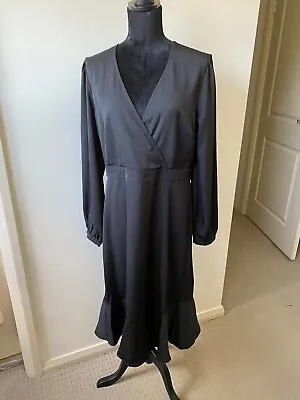 $39 • Buy ATMOS & HERE Size 16 Daylin Long Sleeve Midi Dress V-Neck Work Party