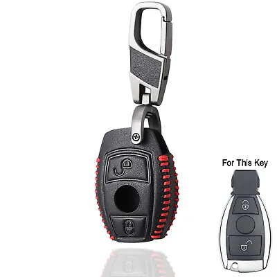 Remote Car Key Fob Case Cover Holder Bag Shell For Mercedes Benz Leather Keyring • $9.59