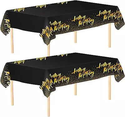  Paquete De 2 Happy Mantel De Cumpleanos Para Fiesta Color Negro Y Dorado D... • $17.95