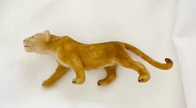 Vintage Flocked Blow Mold African Lion Lioness W/ Glass Eyes  Figurine 5.5” • $15