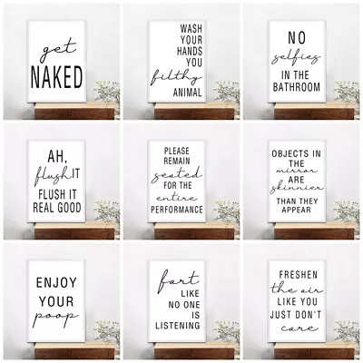 A3 A4 A5 Bathroom Funny Word Pictures Art Canvas Poster Prints Toilet Wall Decor • £5.23