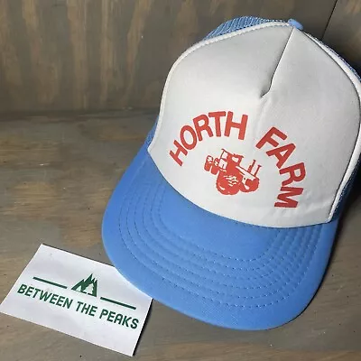 R.O.C Vintage Horth Farm Trucker SnapBack Hat Blue White Cap Snap Back Adjustabl • $15.95