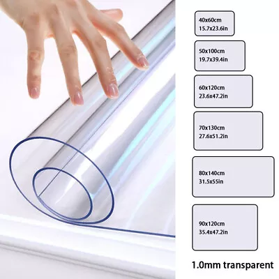 PVC Tablecloth Clear Transparent Table Protector Plastic Cover Table Cloth Mat • £9.47