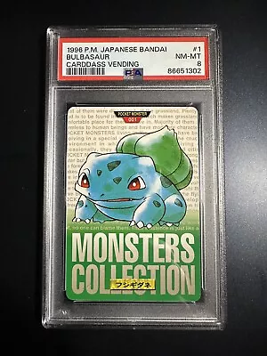 Bulbasaur PSA 8 Pokemon Card 1996 Carddass Vending #1 NM-MINT Japanese Bandai • $95