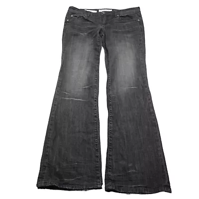 Milky Way Pants Womens 13 Black Denim Low Rise Flat Front Flare Leg Casual Jeans • $23.38