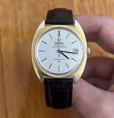 OMEGA CONSTELLATION AUTOMATIC GOLD  PLATED REF 168.027 LINEN DIAL 34mm WATCH • $1450