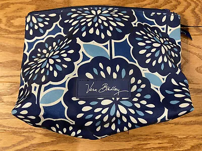 Vera Bradley Small Blue Makeup Cosmetics Toiletry Bag Pouch Floral Flower Zipper • $8.99
