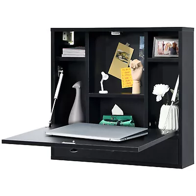 Costway Wall-Mount Floating Desk Foldable Space Saving Laptop Workstation Home • $74.49