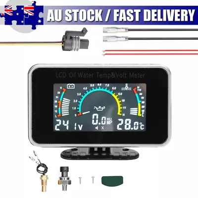 3-in-1 Car LCD Meter Digital Oil Pressure Voltage Water Temperature Gauge Z9B1 • $30.69