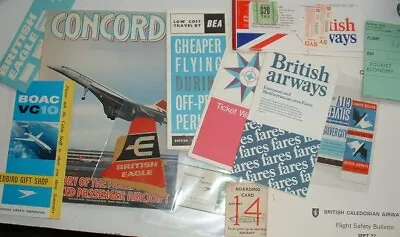 VINTAGE BRITISH AIRLINE / AVIATION BROCHURES LEAFLETS TICKETS BRITISH AW BEA Etc • $6.16