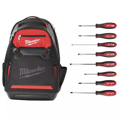 Milwaukee Jobsite Backpack W/ Screwdriver Set Tri-Lobe Handle Red (8-Piece) • $107.99