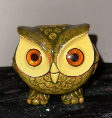 Vtg LUV Boho White Oak Texas Ceramic Owl Tea Light Candle Holder Hand Crafted • $14.50