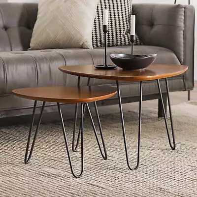 Mid Century Hairpin Walnut Nesting Coffee Tables Walnut • $162.48