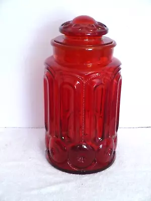 VTG.  LE Smith Red/Amberina Moon & Stars Canister JAR LARGE- 11 1/2'  NICE • $39
