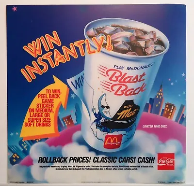 Vintage McDonalds Blast Back With Mac Tonight Win Instantly Game Translite 1989  • $39.99