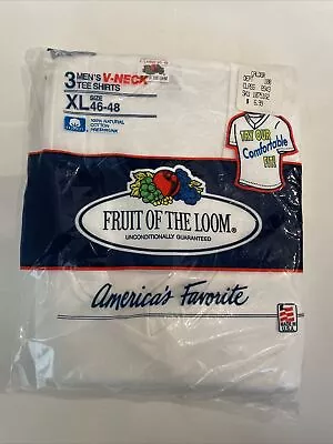 Size XL - Vintage Men’s Fruit Of The Loom White V-Neck T-Shirt 3 Pack 1992 USA • $29.99