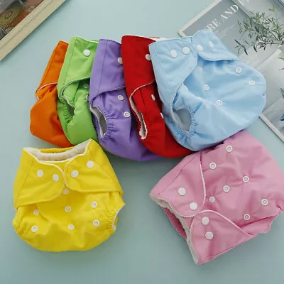 7Pc Newborn Baby Kids Reusable Nappies Adjustable Diaper Washable Cloth Diapers≈ • £13.75