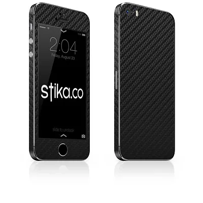 Black Carbon Fibre Full Body 3D Vinyl Skin Sticker For Apple IPhone 5 5S SE • $6.64