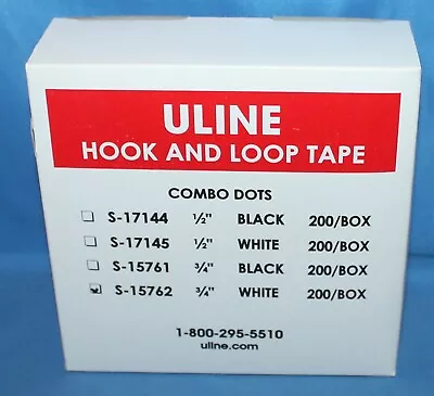 Uline White Hook And Loop Dots S-15762 - 3/4  200 Combo Dots Per Box • $9.99