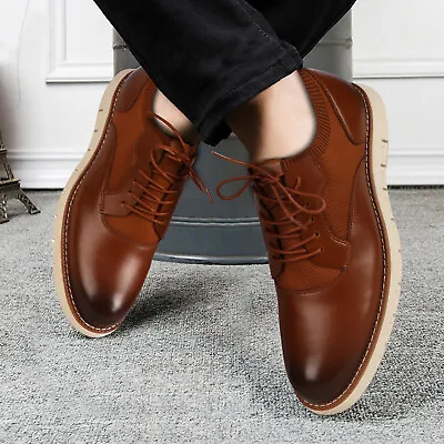 Men’s Leather Shoes Dress Lace Up Series Casual Oxford Shoe Tan Java 13 • $29.99