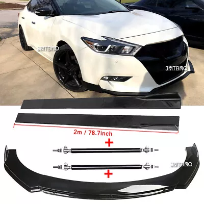 Car Front Bumper Lip Splitter Spoiler+ Side Skirt +Strut Rods For Nissan Altima • $175.25