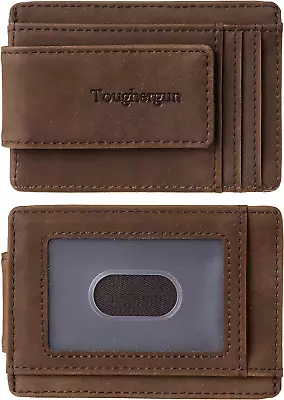 Toughergun Genuine Leather Magnetic Front Pocket Money Clip Wallet RFID Blocking • $15.99