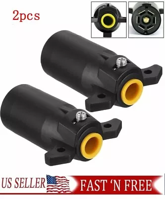 2Pcs 7 Way Round RV Style Trailer Light Plug Connector Replacement End Blade Pin • $8.68