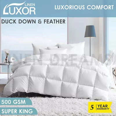 Duck Down Feather Quilt Blanket Duvet Winter Weight Cotton Cover Super King • $85