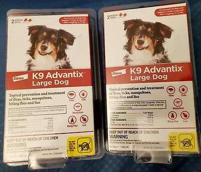 2x K9 Elanco Advantix Flea Ticks  Mosquitoes Lice Large Dog 21-55lbs 4 Doses  • $44
