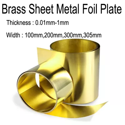 Thin Brass Sheet Roll Metal Foil Shim Plate Flexible Brass Coil Thick 0.01mm-1mm • £11.68