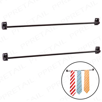 £9.87 • Buy 2 X BLACK TIE RAIL HANGER Scarf/Belt Holder Wardrobe/Cupboard Door Storage Rack