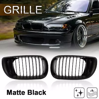 Matte Black Kidney Grille Grill For BMW E46 02-05 4D Sedan 320i 325i 328i • $32.49