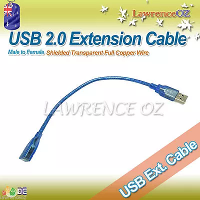 $2.99 • Buy Blue Transparent USB 2.0 A Male To A Female Copper Extension Cable Cord Shielded