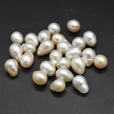 Freshwater Irregular Teardrop Baroque Pearl Beads - White - 9mm - 11mm 2 Options • £8.99