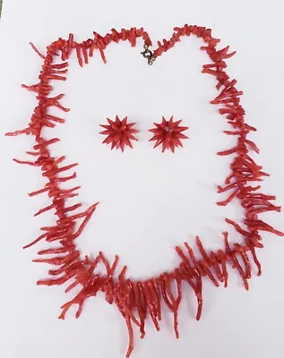 Vintage Branch Coral Necklace & Earring Set • $115
