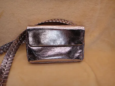 Anthropologie Envelope Crossbody Bag - Braided Strap Metallic Taupe / Rose Gold • $11.99