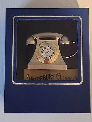 RARE Vintage Timex Waterbury Clock Co. Silver/Gold Desk Phone Mini-Clock NIB • $20