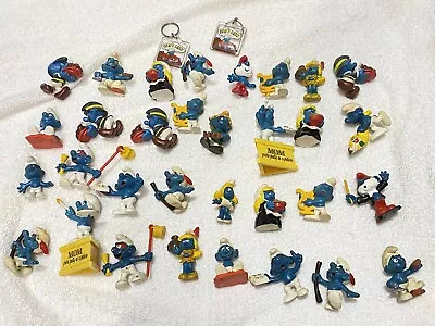 VTG Bulk 32pc Lot Of Smurfs Miniature Figurines Peyo Schleich A • $19.99