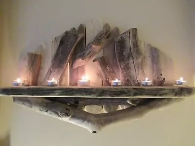 Long Attractive Unique Driftwood Shelf Solid Rustic Shabby Chic Nautical • £59.99