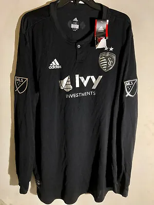 Adidas Authentic MLS Kansas City Sporting Team Long Sleeve Jersey Black Sz XL • $29.99