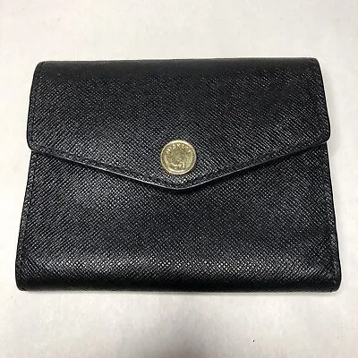 Michael Kors Black Brown Cream Trifold Leather Wallet 4”x5” • $29.99