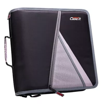 Case•it Mighty Zip Tab 3  O-Ring Binder With Expanding File Folder Black • $24.99