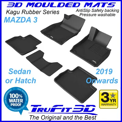 Fits Mazda 3 2019 - Onward BP Model - Genuine 3D Black Rubber Car Floor Mats  • $2019