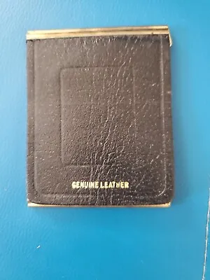 Vintage Genuine Leather Pocket Money Clip Holder . Black • $8