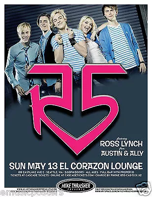 R5 / ROSS LYNCH 2012 SEATTLE CONCERT TOUR POSTER -Disney Channel  Austin & Ally  • $19.32