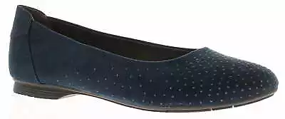 Jana Womens Flat Shoes Ballerina Glitzy Jet Slip On Navy UK Size • £29