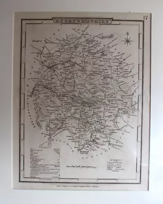 Antique Map Of Herefordshire C.1855 (Mounted) • £12